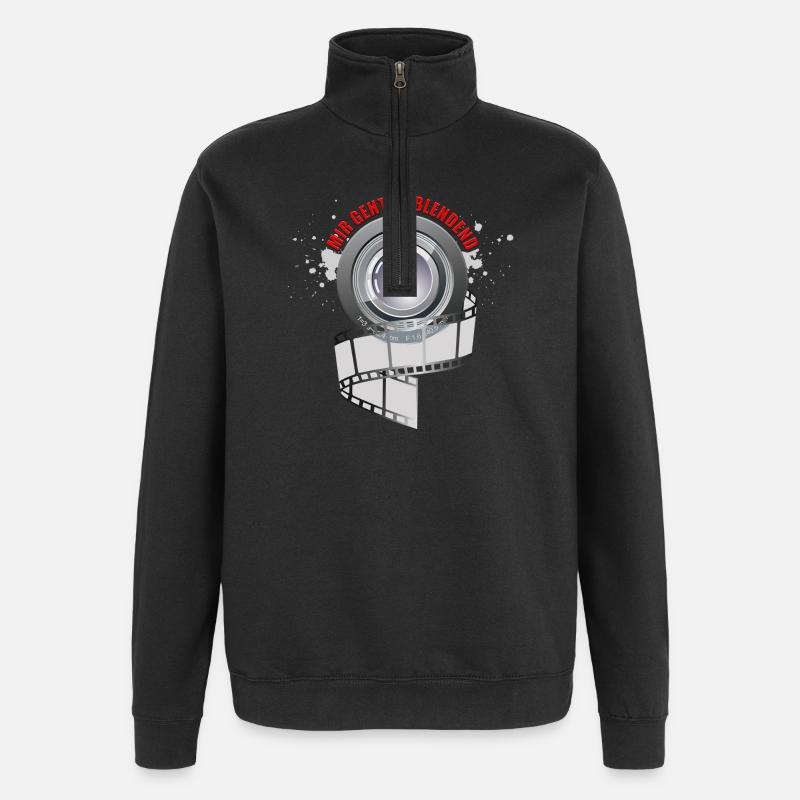 Mir geht es blendend - Quarter-Zip-Sweatshirt - Schwarz
