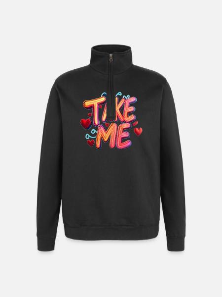 Leuchtender Neon-Liebesgruß - Quarter-Zip-Sweatshirt - Schwarz