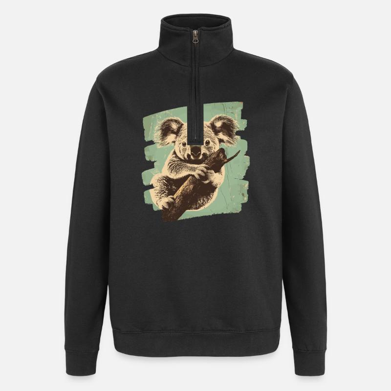 Ours Koala - Sweat à zip 1/4 - noir