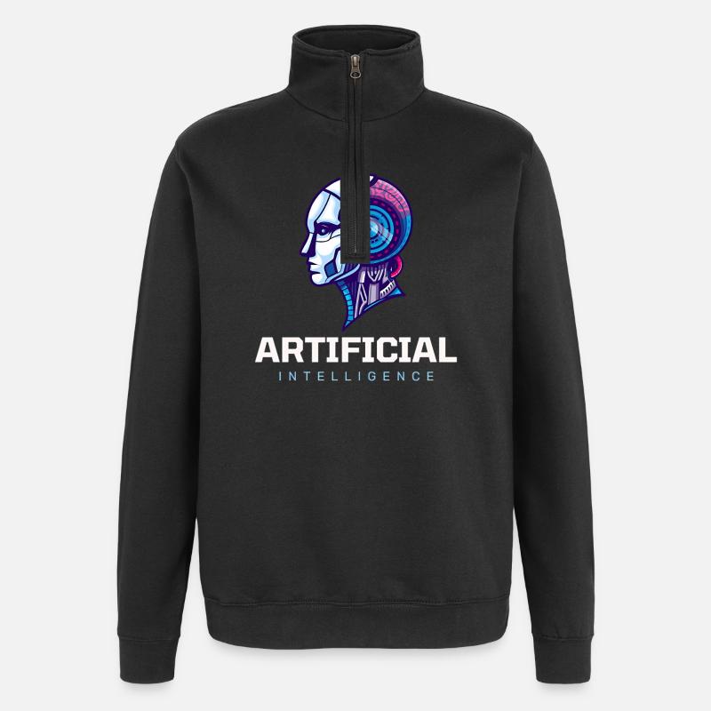 Neon AI Head Robot Vision - Sweat à zip 1/4 - noir