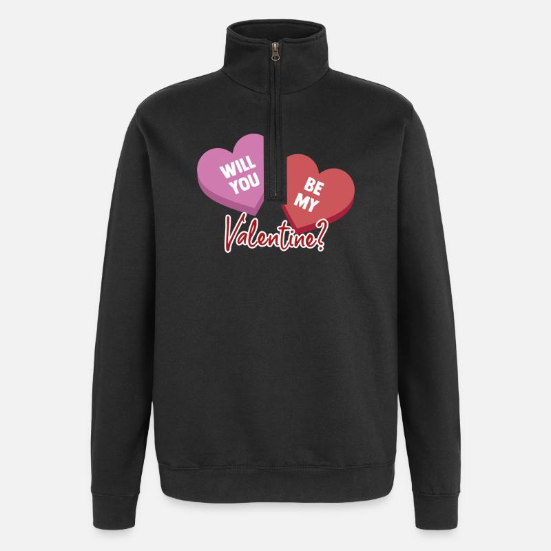 Will_You_Be_My_Valentine? - Quarter-Zip-Sweatshirt - Schwarz