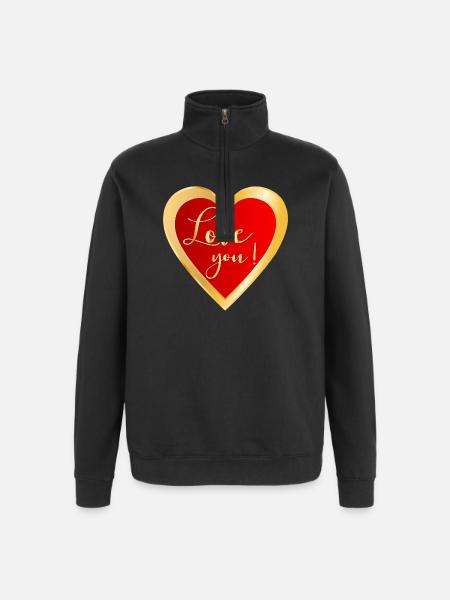 Ich liebe dich Herz - Quarter-Zip-Sweatshirt - Schwarz