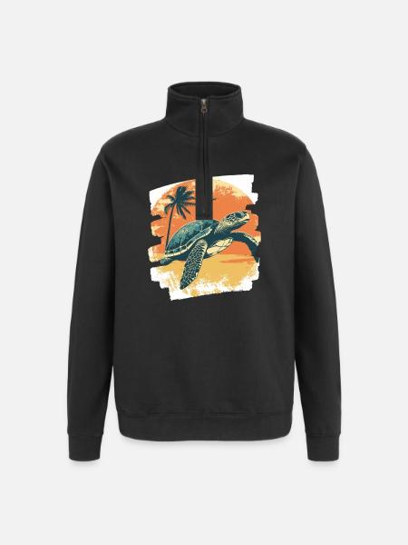 Sea Turtle Retro - Quarter-Zip Sweatshirt - black