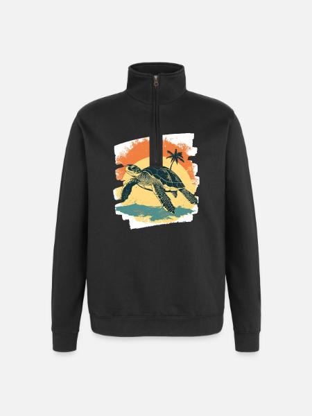 Sea Turtle Retro - Quarter-Zip Sweatshirt - black