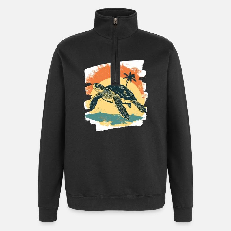 Sea Turtle Retro - Quarter-Zip Sweatshirt - black
