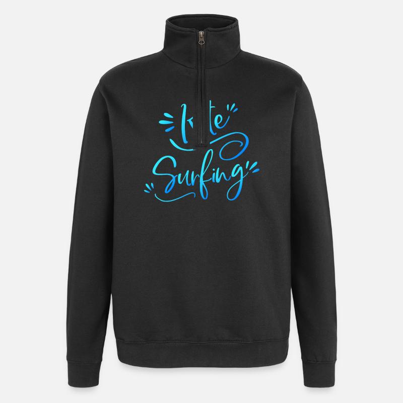 Kitesurfing Kitesurferin blau Geschenk - Quarter-Zip-Sweatshirt - Schwarz