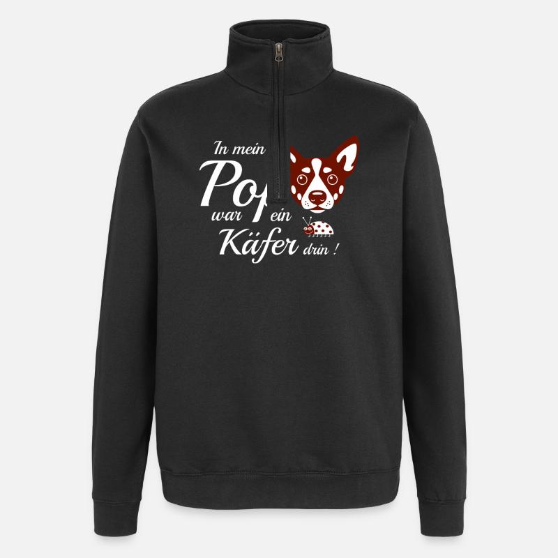 Lustiger Hund - Quarter-Zip-Sweatshirt - Schwarz