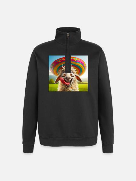 Sheep with Sombrero - Quarter-Zip Sweatshirt - black