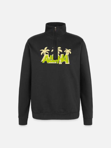 Aloha & Palmen - Quarter-Zip-Sweatshirt - Schwarz