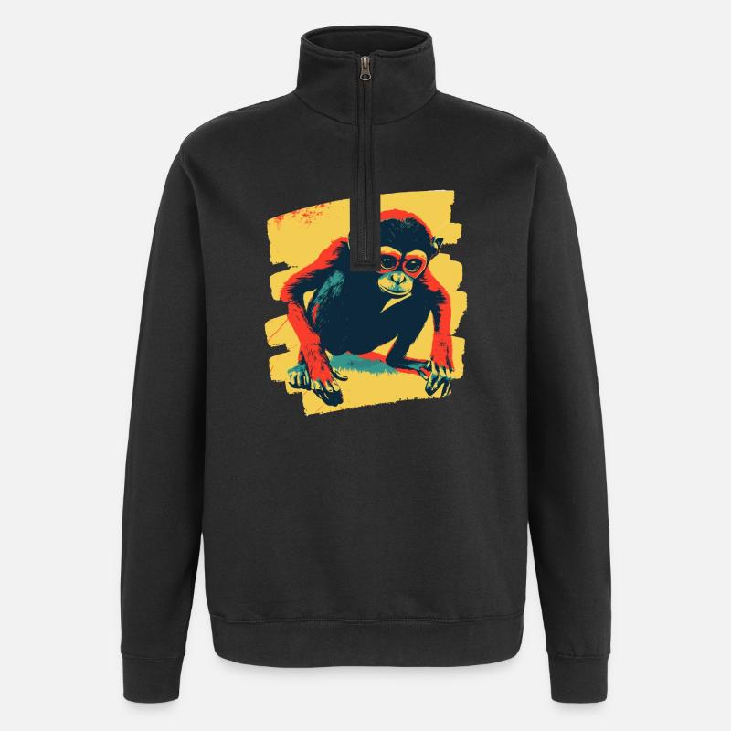 Affe - Quarter-Zip-Sweatshirt - Schwarz