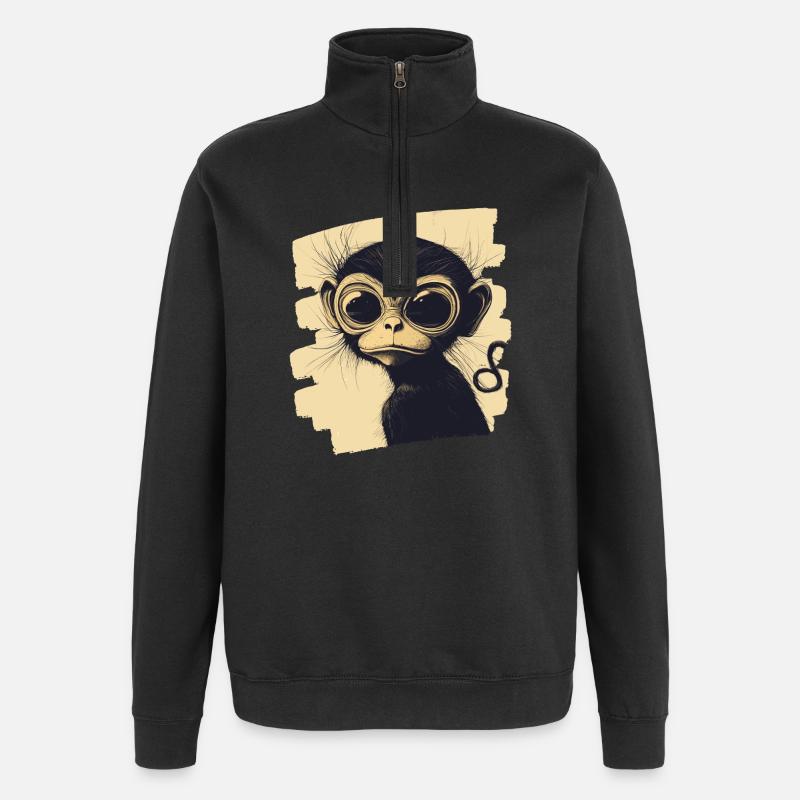Monkey - Quarter-Zip Sweatshirt - black