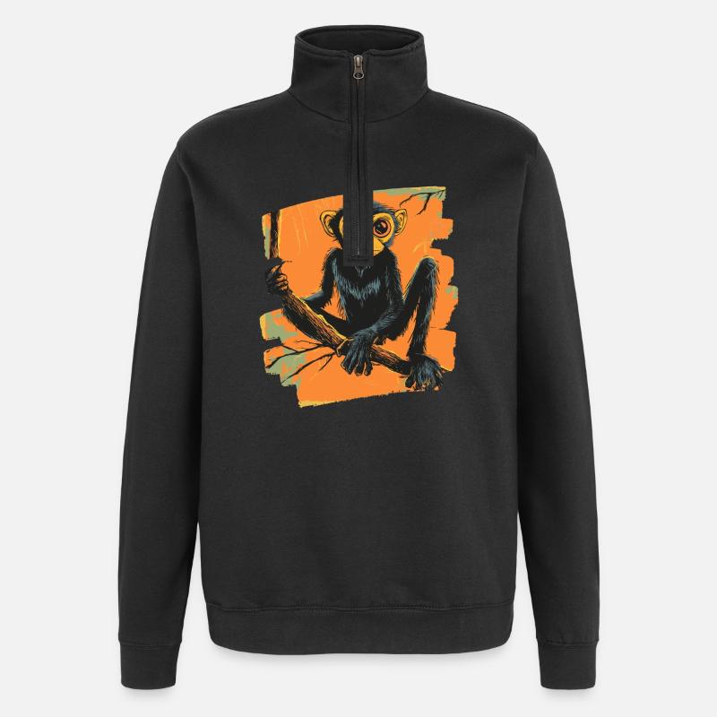 Spider Monkey Retro - Quarter-Zip Sweatshirt - black