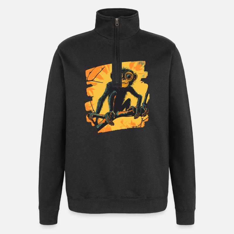 Affe - Quarter-Zip-Sweatshirt - Schwarz