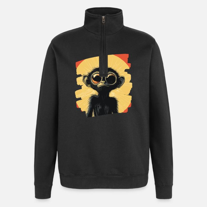 Singe araignée rétro - Sweat à zip 1/4 - noir