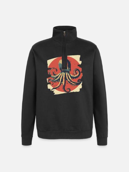 Octopus Octopus - Quarter-Zip Sweatshirt - black