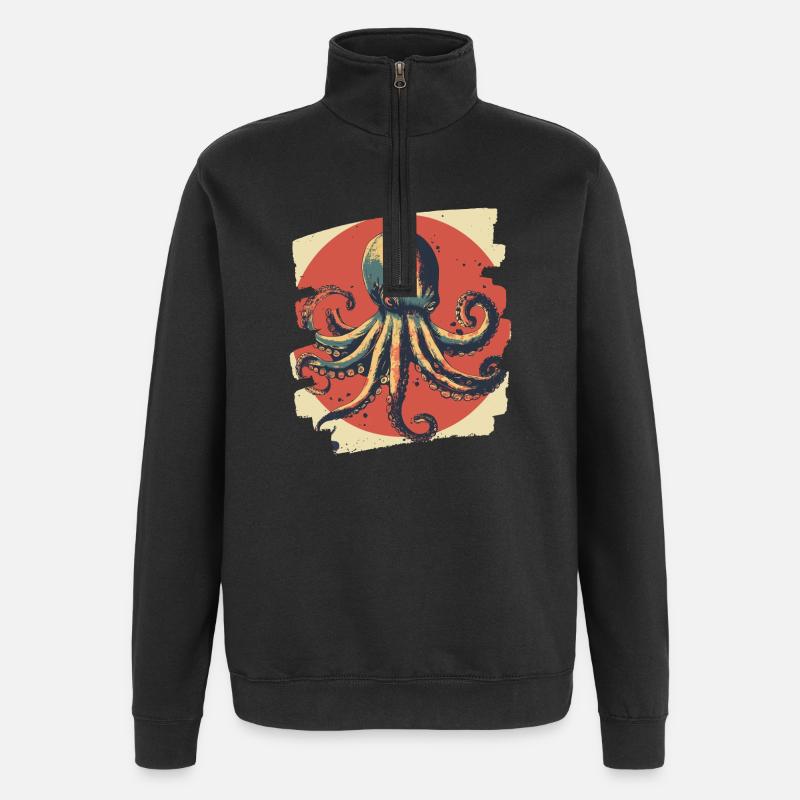 Octopus Octopus - Quarter-Zip Sweatshirt - black