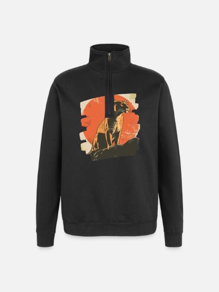 Lion from mountain Retro - Quarter-Zip Sweatshirt - black