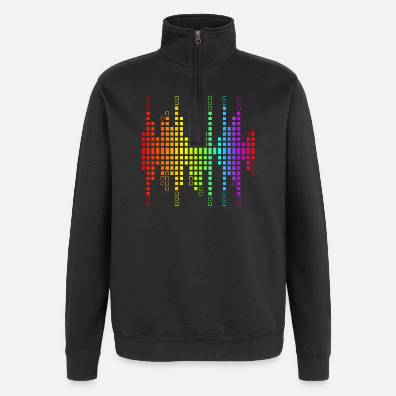 Vibrantes Equalizer Sound Wellenmuster - Quarter-Zip-Sweatshirt - Schwarz