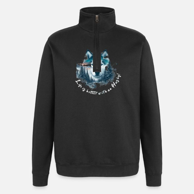 Schlittenhund - Quarter-Zip-Sweatshirt - Schwarz