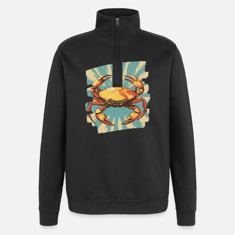 Crab Retro - Quarter-Zip Sweatshirt - black