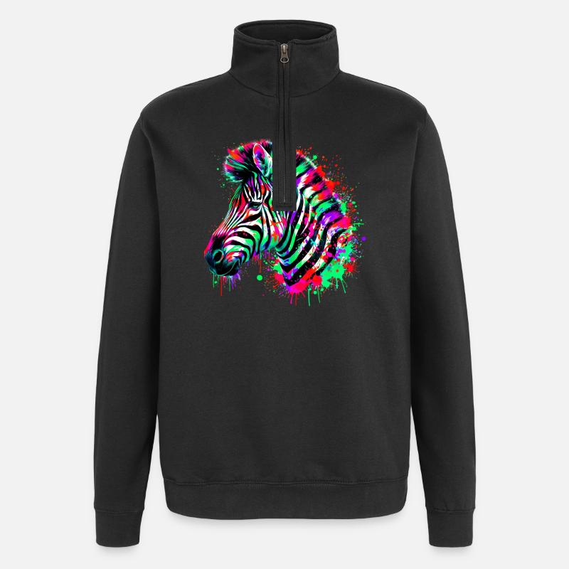 Zebra - Quarter-Zip Sweatshirt - black