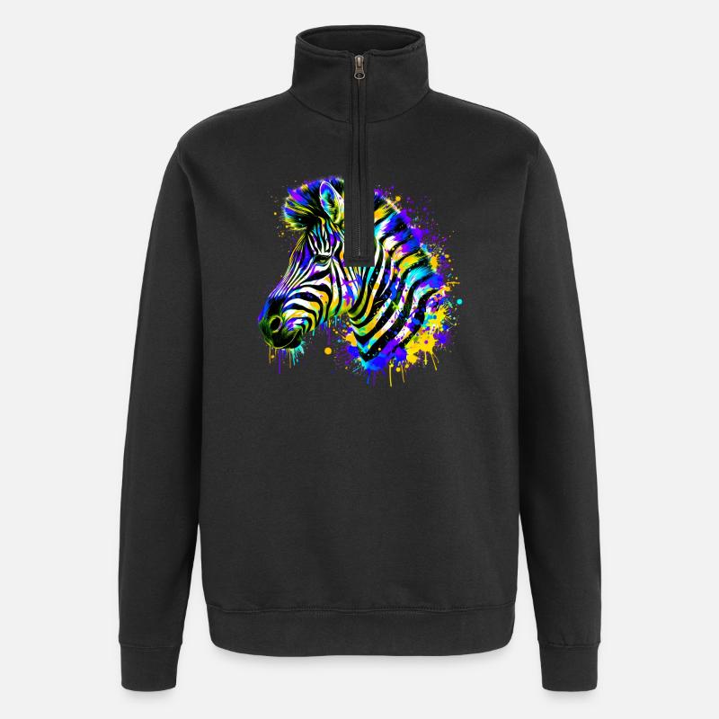 Zebra - Quarter-Zip Sweatshirt - black