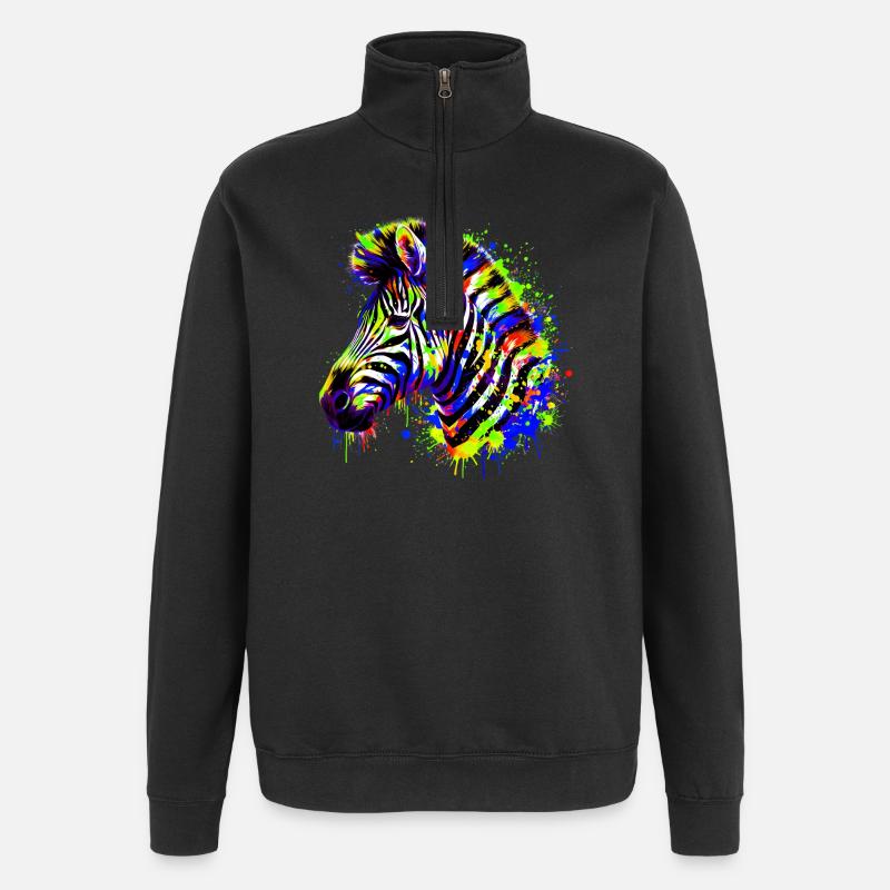 Zebra - Quarter-Zip Sweatshirt - black