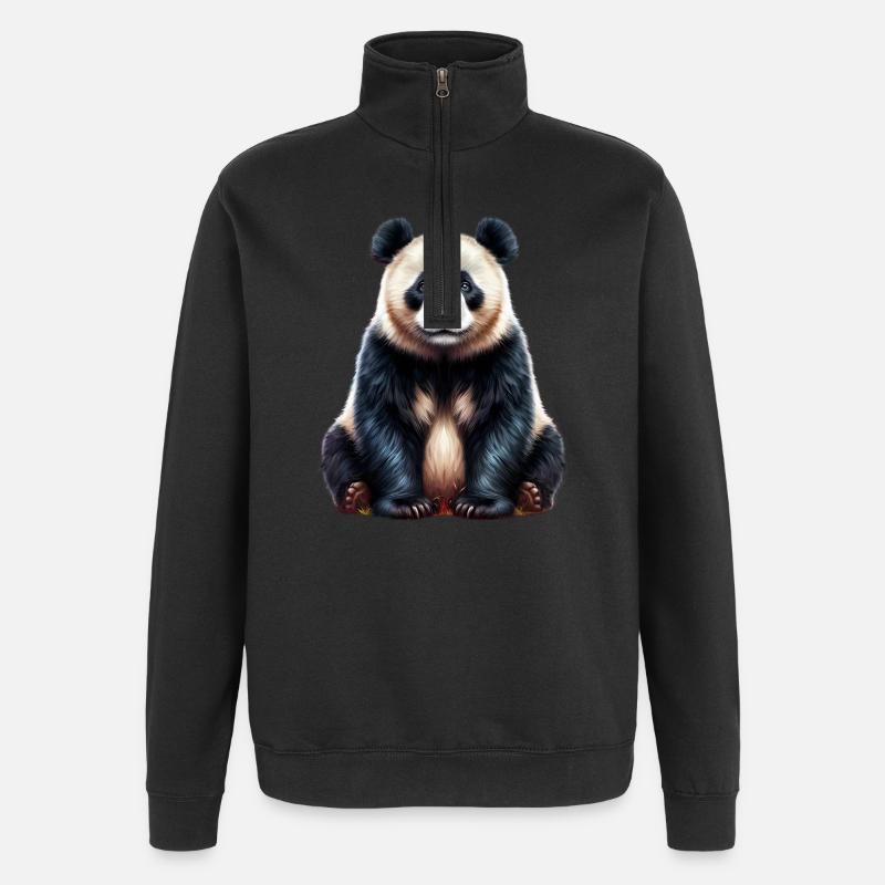 Panda - Quarter-Zip Sweatshirt - black