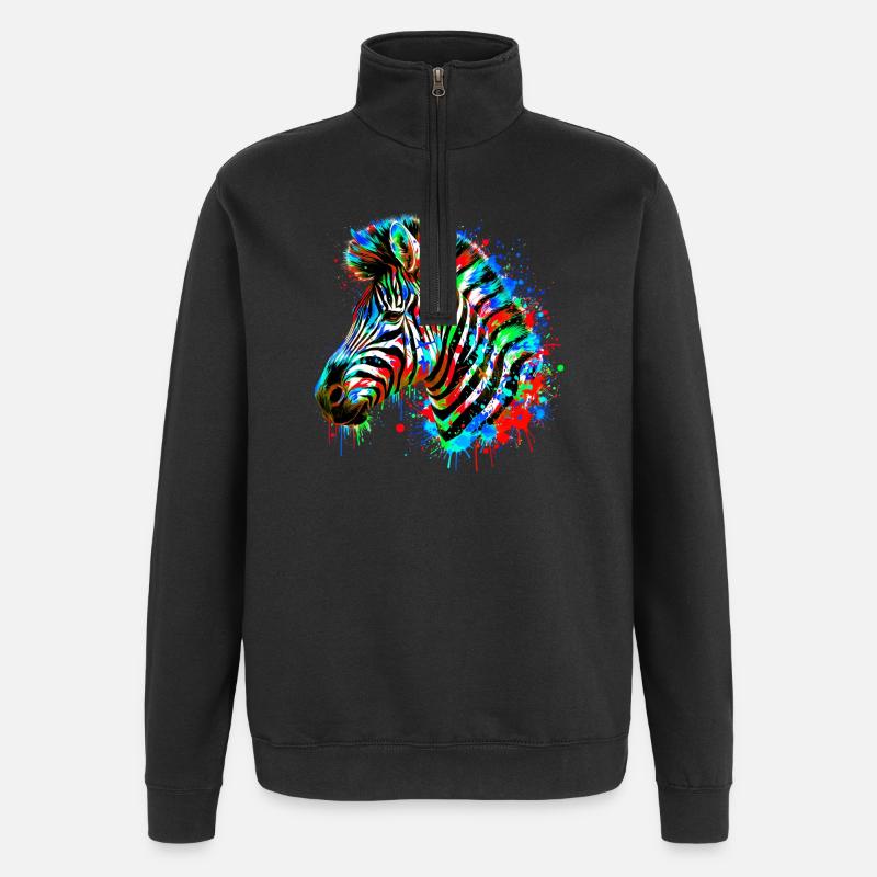 Zebra - Quarter-Zip Sweatshirt - black