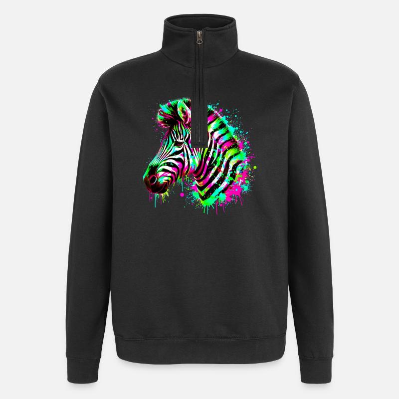 Zèbre - Sweat à zip 1/4 - noir