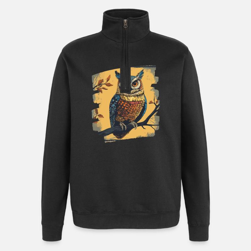 Owl - Quarter-Zip Sweatshirt - black