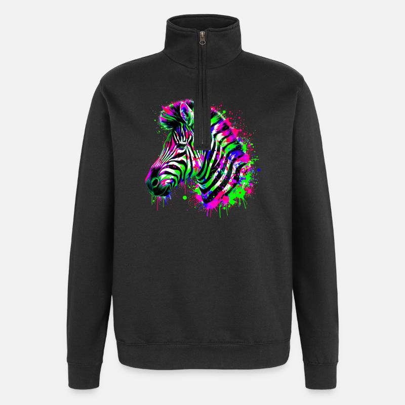 Zebra - Quarter-Zip Sweatshirt - black