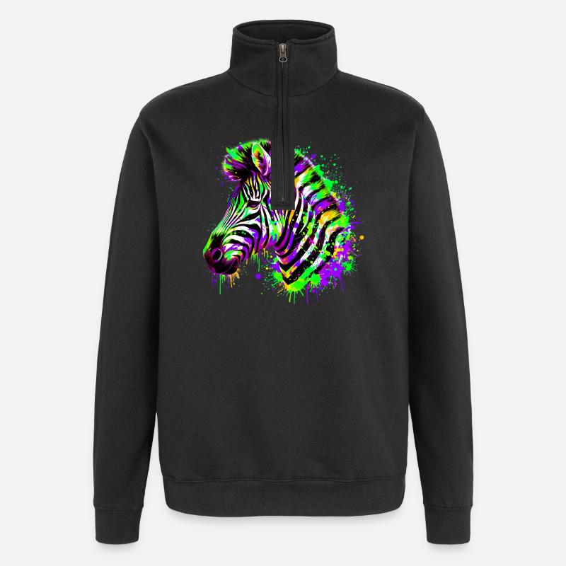 Zebra - Quarter-Zip Sweatshirt - black