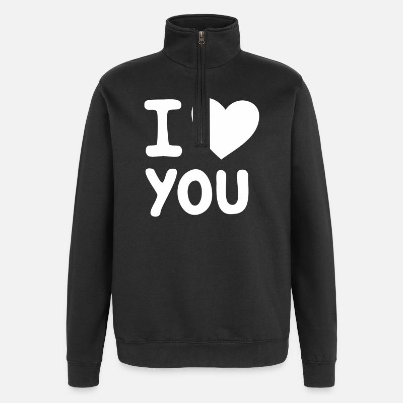 I Love You, White - Quarter-Zip Sweatshirt - black