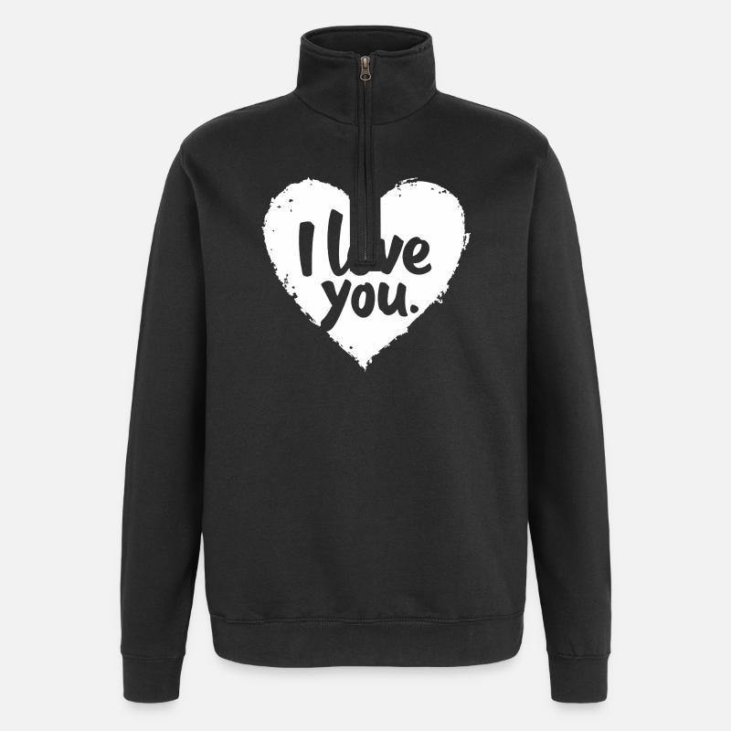 Ich liebe dich, Weiß - Quarter-Zip-Sweatshirt - Schwarz