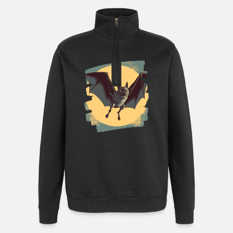 Fledermaus Retro - Quarter-Zip-Sweatshirt - Schwarz