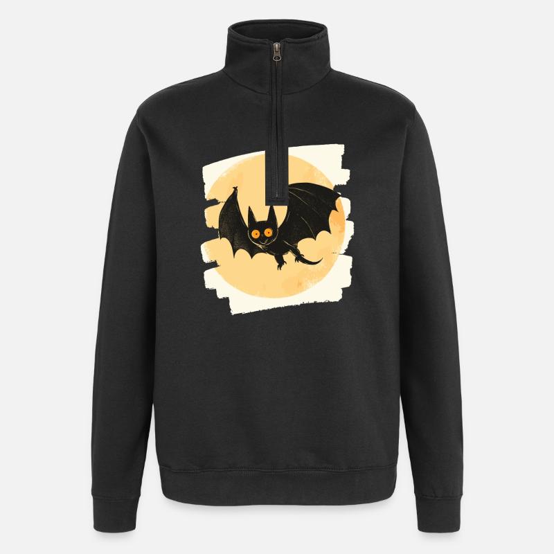 Bat Retro - Quarter-Zip Sweatshirt - black