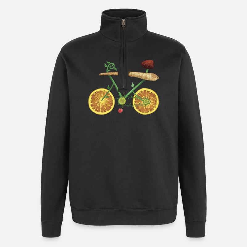 Fruchtiges Fahrraddesign mit Orangenscheiben - Quarter-Zip-Sweatshirt - Schwarz