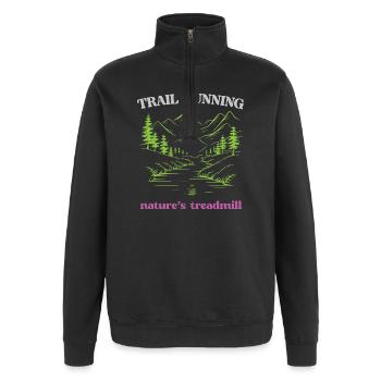Trailrunning - Das Laufband der Natur - Quarter-Zip-Sweatshirt - Schwarz - Vorne - AI Model Female 172 light (172cm) & AI Model Male 178 dark (178cm)