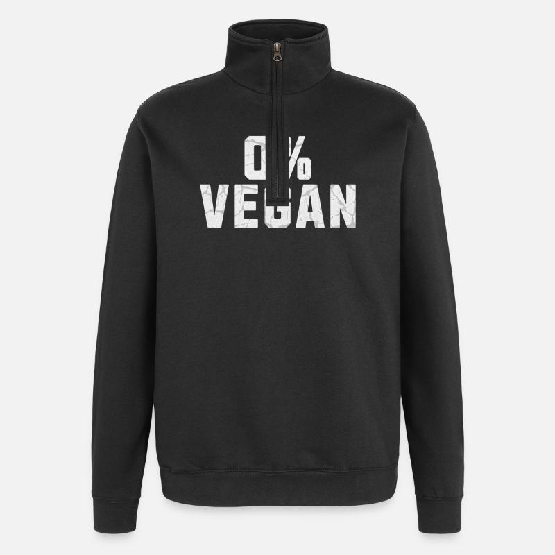 0% Veganer - Quarter-Zip-Sweatshirt - Schwarz