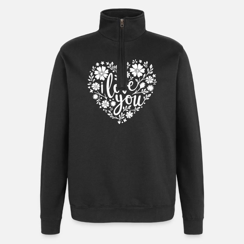 I Love You, White - Quarter-Zip Sweatshirt - black