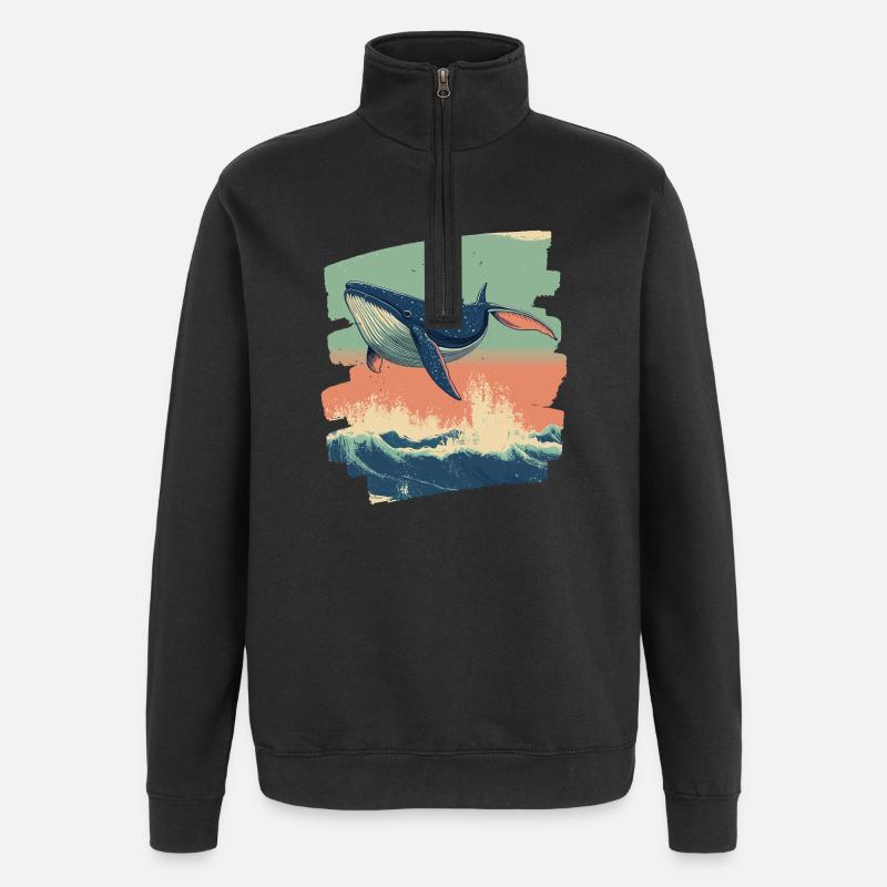 Baleine - Sweat à zip 1/4 - noir