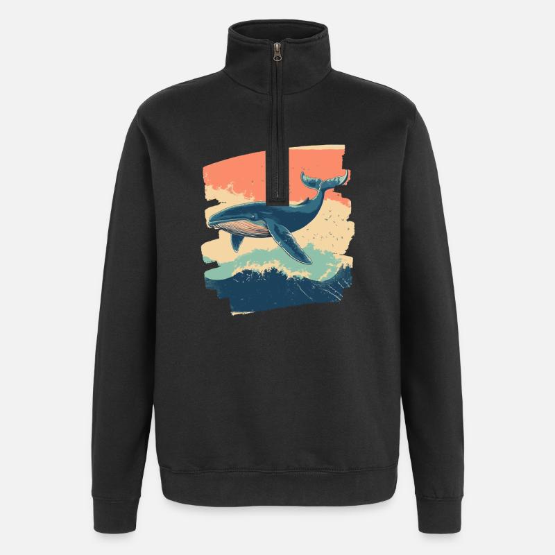 Whale - Quarter-Zip Sweatshirt - black