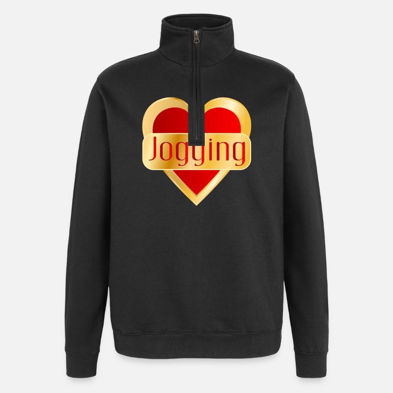 COURSE À PIED JOGGING CŒUR - Sweat à zip 1/4 - noir
