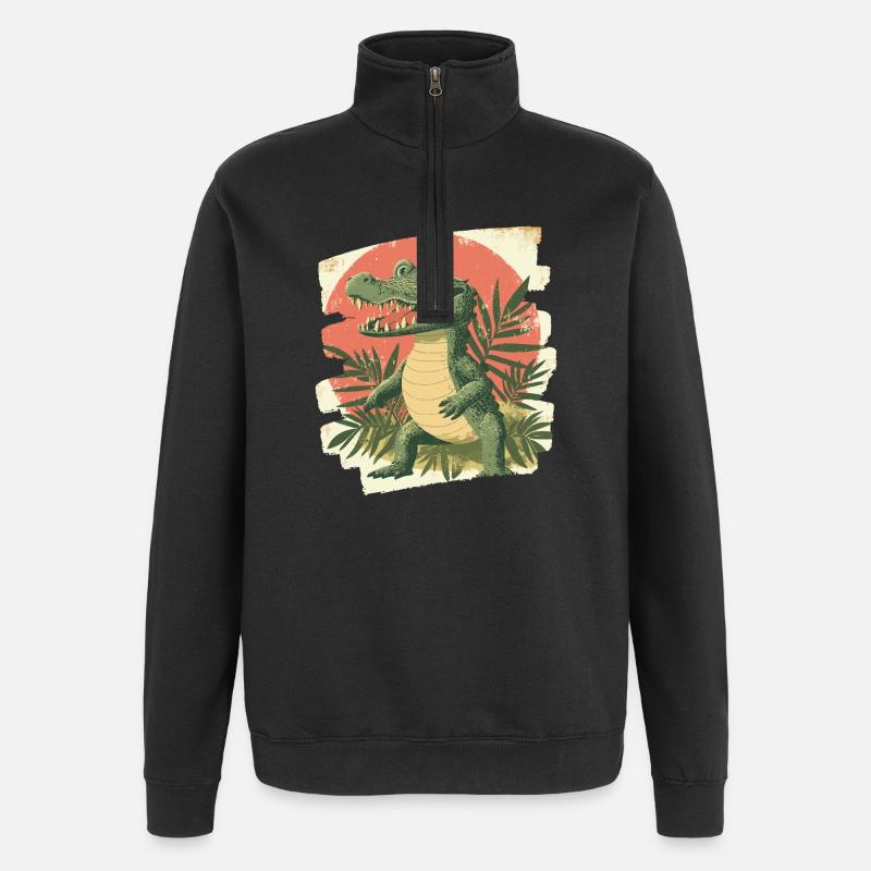 Krokodil - Quarter-Zip-Sweatshirt - Schwarz