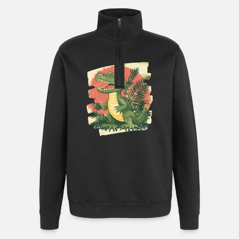 Crocodile Retro - Quarter-Zip Sweatshirt - black