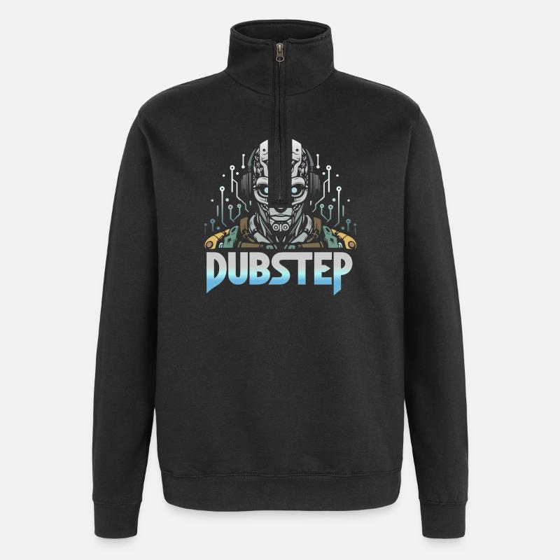 dubstep cyborg - Sweat à zip 1/4 - noir