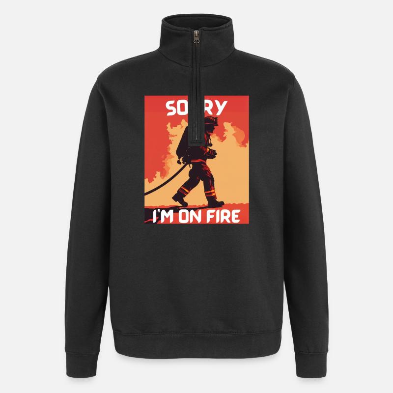 Pompier en feu - Sweat à zip 1/4 - noir