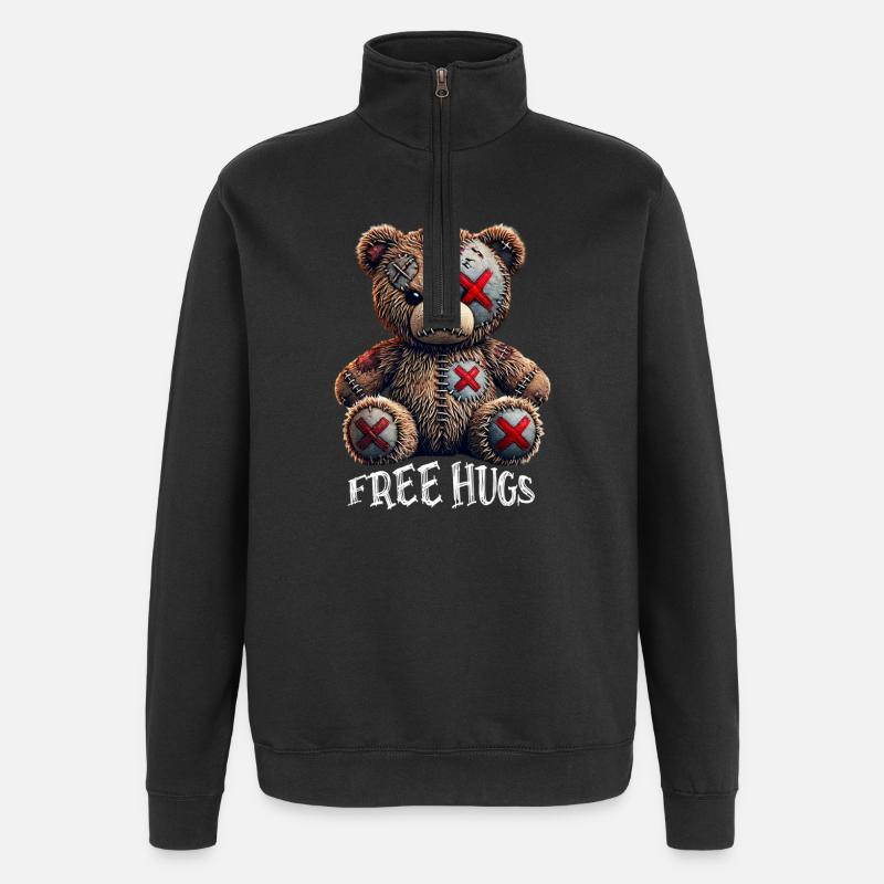 Free Hugs Teddy Bear - Quarter-Zip Sweatshirt - black
