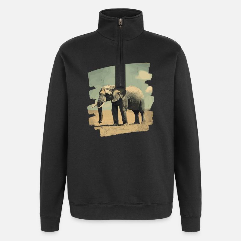 Éléphant - Sweat à zip 1/4 - noir